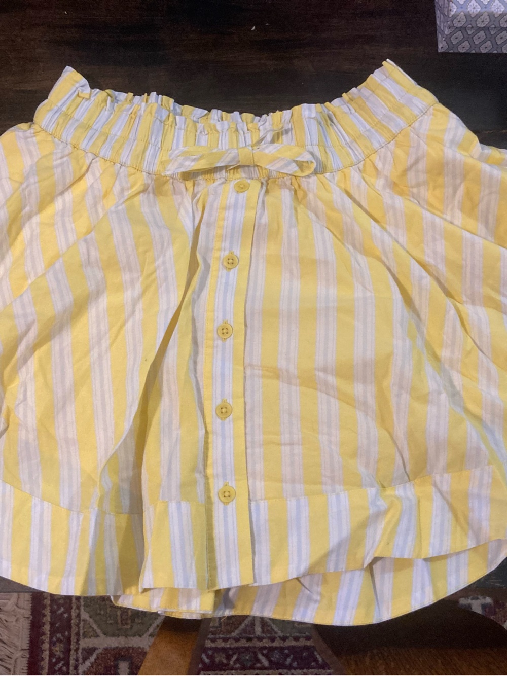 aerie Yellow and White Striped Button-Front Skirt